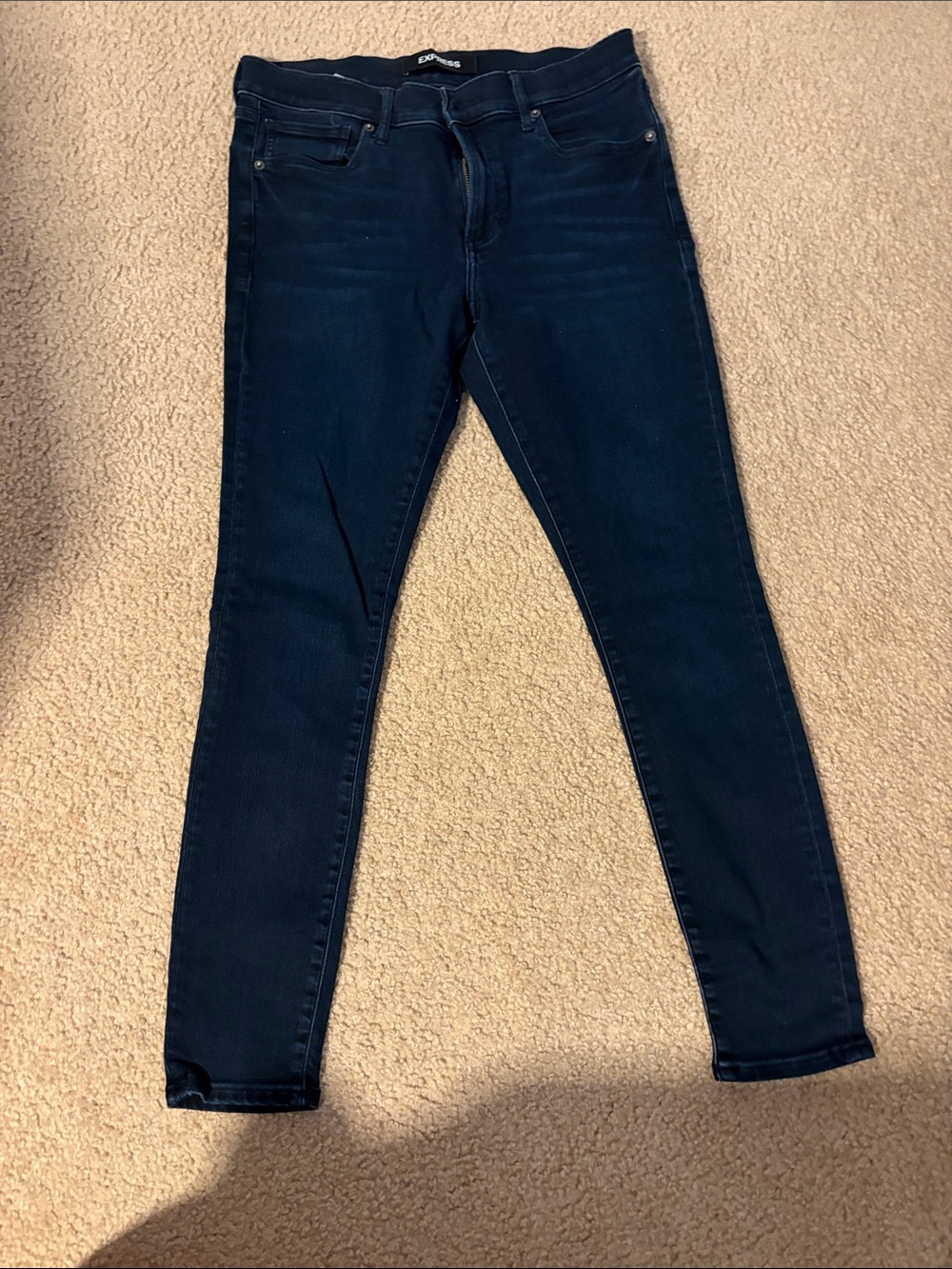 Express Women's Skinny Mid Rise Ankle Jeans in Dark Blue Wash